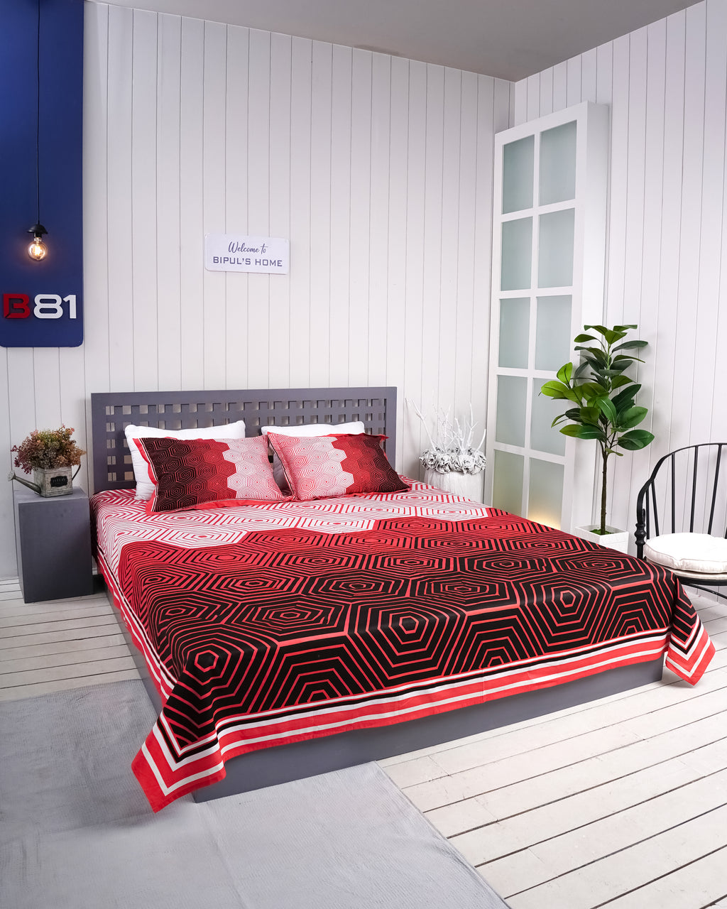Premium Cotton Digital Print Bedsheet – Red