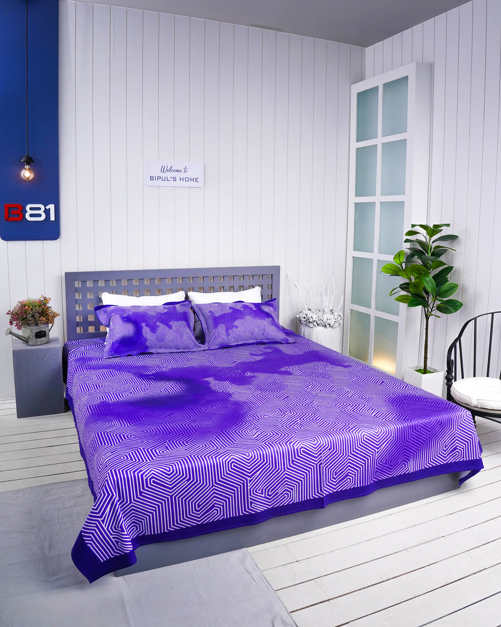 Premium Cotton Digital Print Bedsheet – Purple