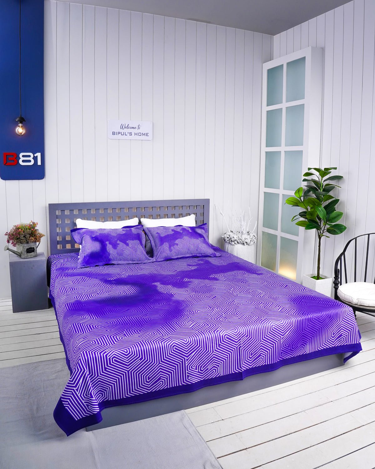 Premium Cotton Digital Print Bedsheet – Purple
