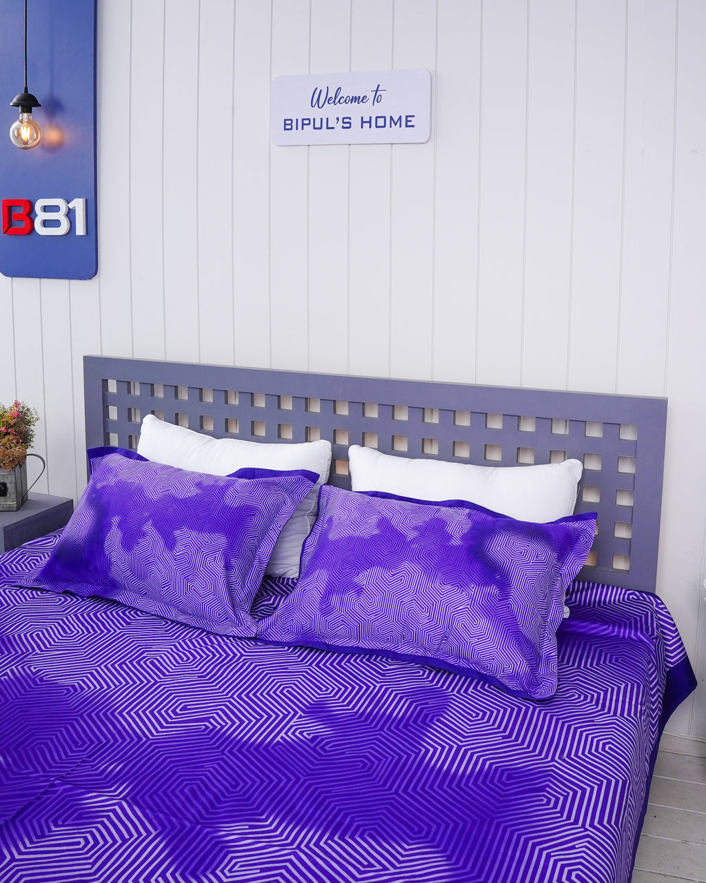 Premium Cotton Digital Print Bedsheet – Purple