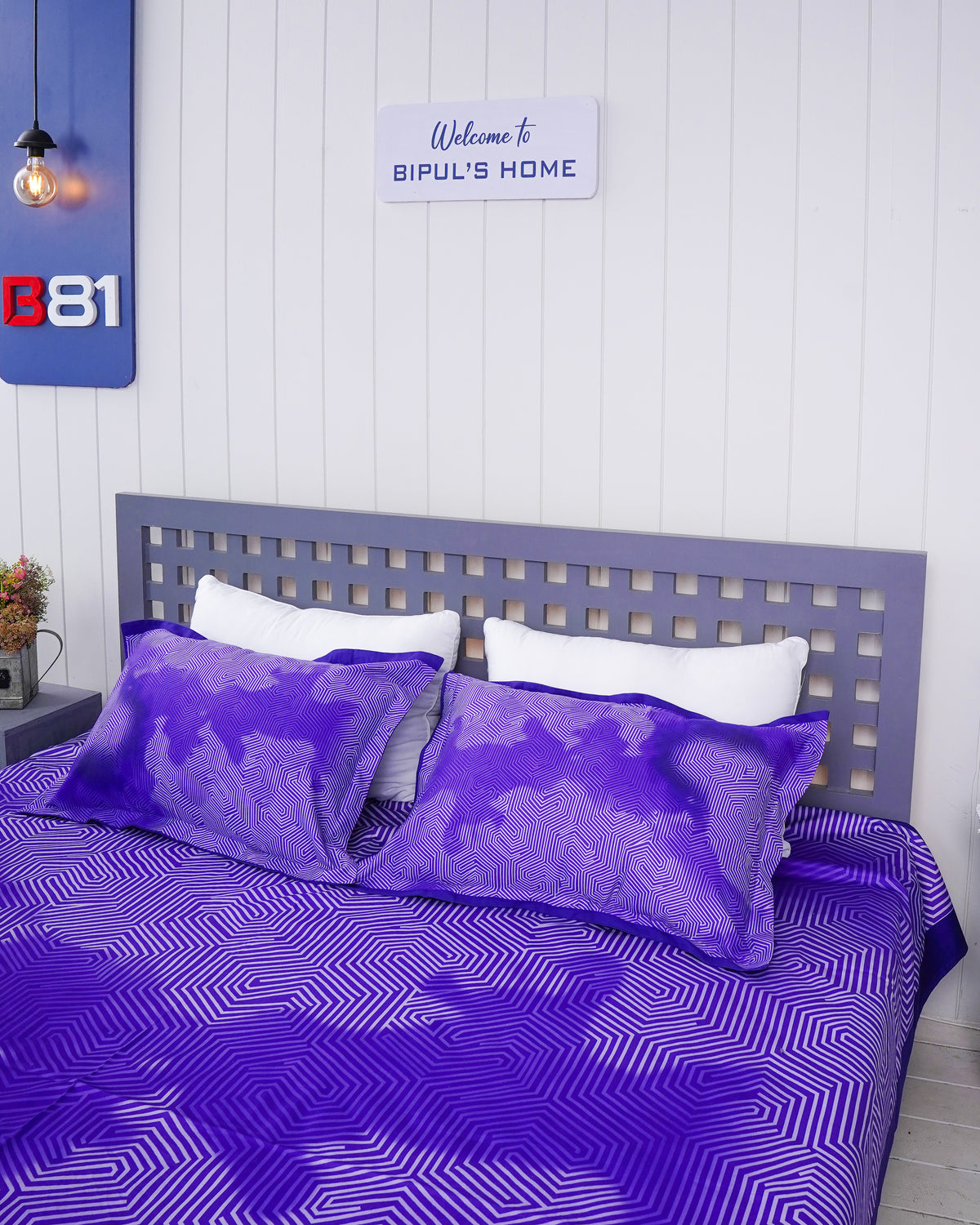 Premium Cotton Digital Print Bedsheet – Purple