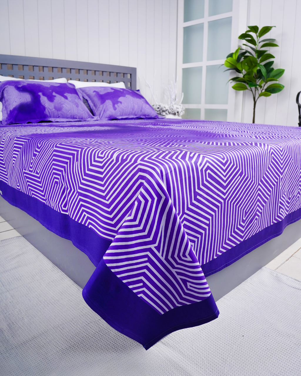 Premium Cotton Digital Print Bedsheet – Purple